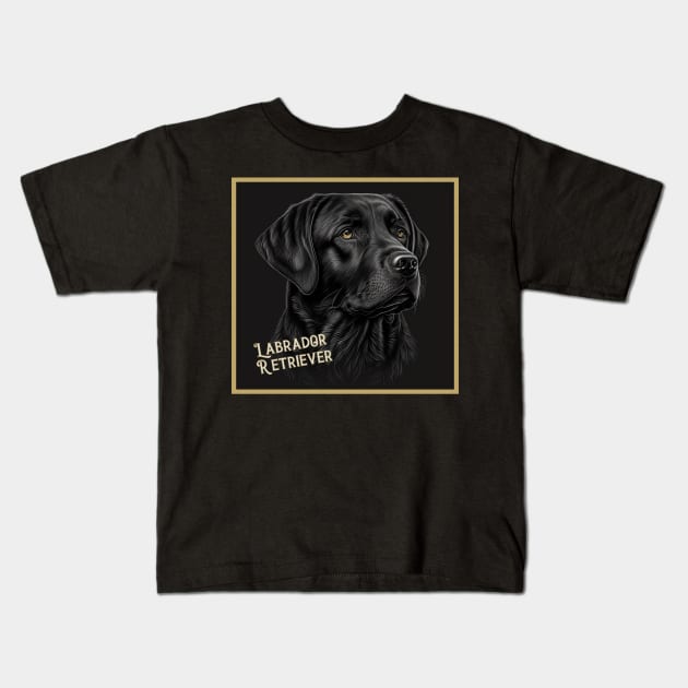 Black Labrador Retriever Dog Kids T-Shirt by AI Art Originals